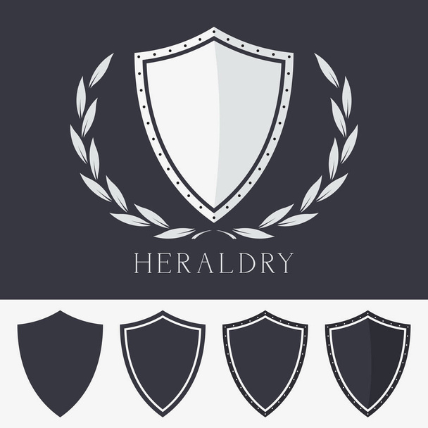 Escudo heráldico con ilustración vectorial del signo de corona. Símbolo
 - Vector, Imagen