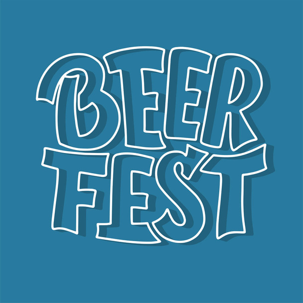 Oktoberfest beer festival logo or banner design. Holiday decoration and funny lettering print. Concept autumn advertising. Vector illustration - Vektör, Görsel