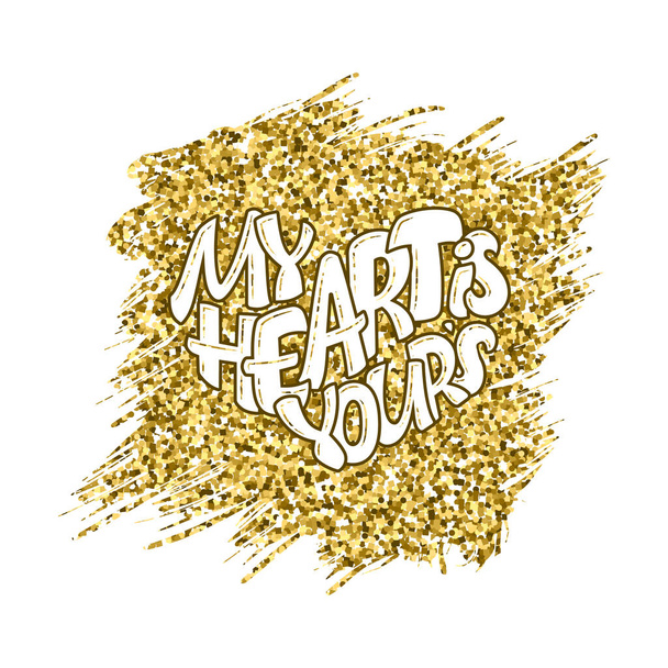 Grand cœur avec lettrage - Mon cœur est votre, affiche de typographie pour la Saint-Valentin, cartes, impressions. Illustration vectorielle
 - Vecteur, image