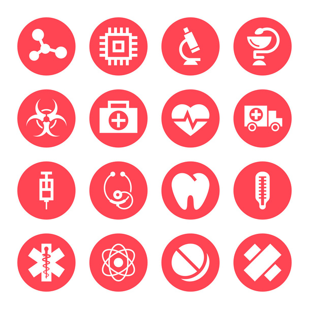 Orvosi fekete-fehér piros ikonok - Vektor, kép