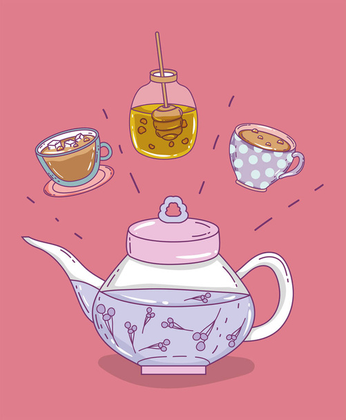 tea time sketch flat design - Vector, Image