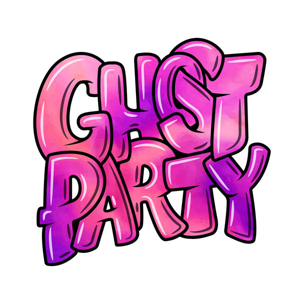 Handwritten poster for Halloween party. Lettering - Ghost party. Poster for on All Saints Day. vector illustration - Vector, Imagen