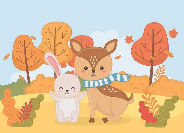 милые животные осеннего сезона плоский дизайн - Вектор,изображение