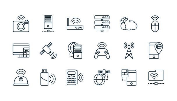 Internet de cosas línea iconos conjunto - Vector, Imagen