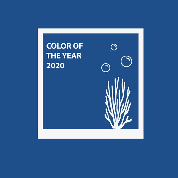 Νέο δημοφιλές χρώμα το 2020. Ιστορικό με φυσαλίδες νερού σε λευκό πλαίσιο σε μπλε φόντο. Διάνυσμα, χρώμα του έτους 2020, κλασικό μπλε - Διάνυσμα, εικόνα
