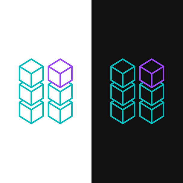 Green and purple line Blockchain technology icon isolated on white and black background. Cryptocurrency data. Abstract geometric block chain network technology business.  Vector Illustration - Vector, Image