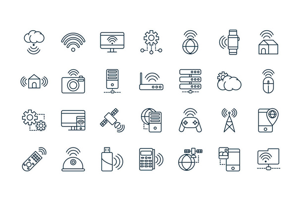 internet of things line icons set - Vector, Image