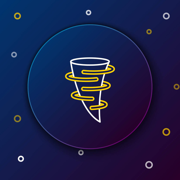 White and yellow line Tornado icon isolated on dark blue background. Colorful outline concept. Vector Illustration - Vector, Image