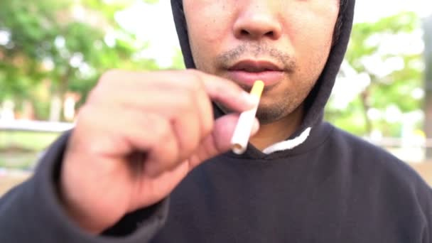 Asian man smoking,Thailand people,Depressed man concept - Filmmaterial, Video