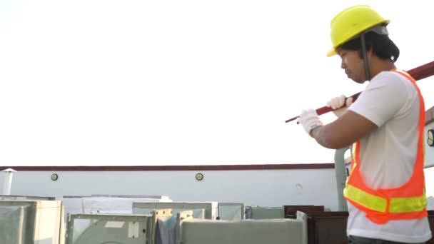 Engineer man working at construction site, industrial concept  - Séquence, vidéo