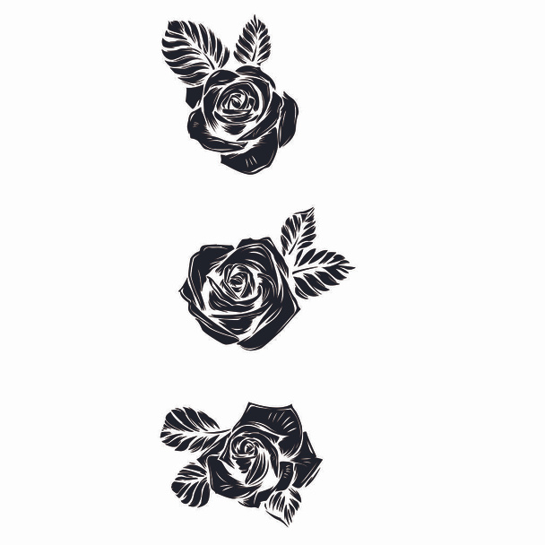 Μαύρη σιλουέτα τριαντάφυλλο που απομονώνονται σε λευκό φόντο - Διάνυσμα, εικόνα