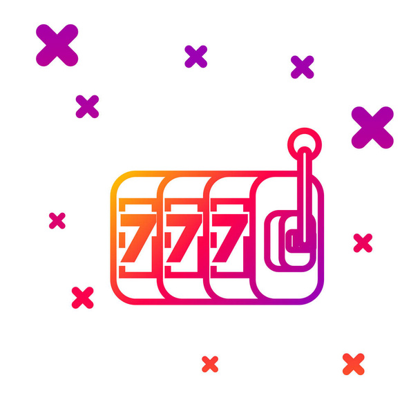 Farbzeile Spielautomat mit glücklichen sieben Jackpot-Symbol isoliert auf weißem Hintergrund. Gradienten zufällige dynamische Formen. Vektorillustration - Vektor, Bild