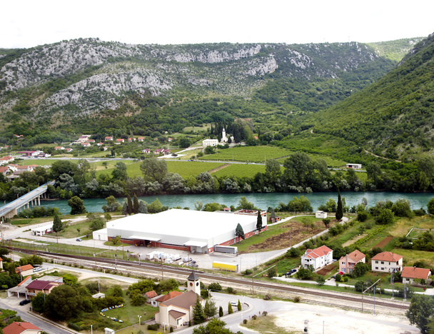 küçük bir kasaba Pocitelj'i üzerinde görüntülemek yukarıdan Bosna-gercegovina - Fotoğraf, Görsel