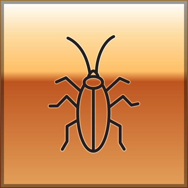 Linea nera Icona dello scarafaggio isolata su sfondo oro. Illustrazione vettoriale
 - Vettoriali, immagini