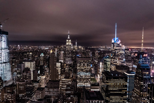 New York, New York, USA night skyline, view from the Empire State building in Manhattan, night skyline of New York. photography - Zdjęcie, obraz