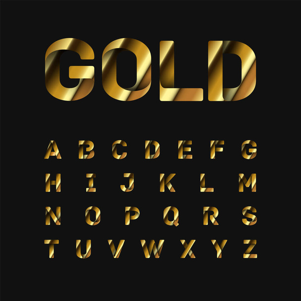 Gold folded fontset, vector illustration - Vektör, Görsel