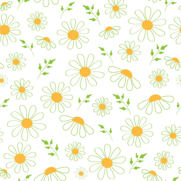 Seamless pattern of daisies in white background. - Zdjęcie, obraz