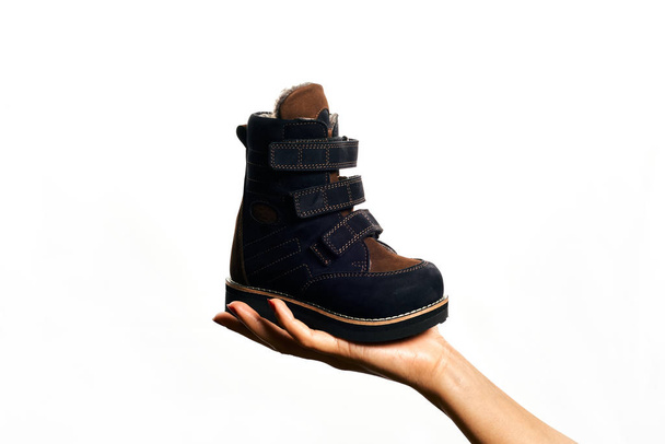 Orthopedic footwear. Winter footwear. Orthopedic baby shoes. - Photo, Image