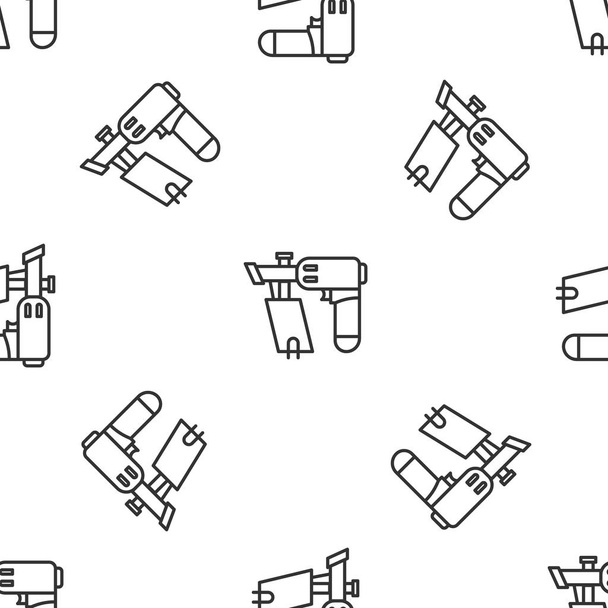 Grey line Nail gun icon isolated seamless pattern on white background. Vector Illustration - Vector, Image