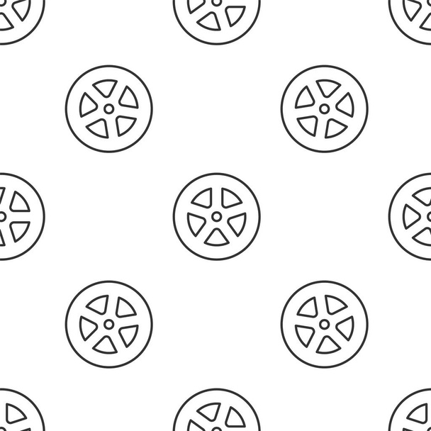 Grey line Car wheel icon isolated seamless pattern on white background. Vector Illustration - Vector, Image