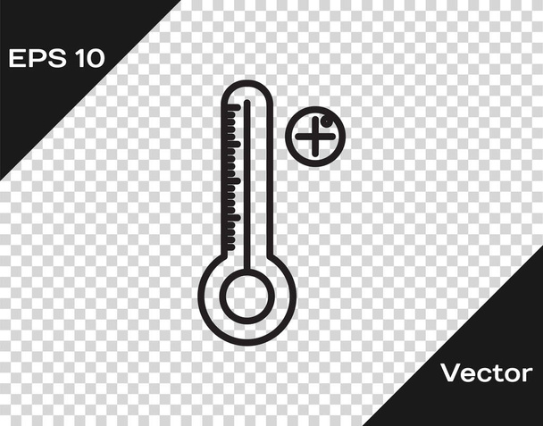 Black line Medical digital thermometer for medical examination icon isolated on transparent background. Vector Illustration - Vector, Image