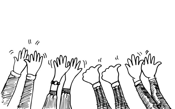 les mains en l'air, les mains en l'air. applaudissements gestes. félicitations affaires. illustration vectorielle
 - Vecteur, image