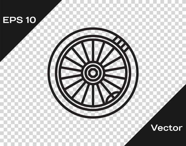 Black line Car wheel icon isolated on transparent background. Vector Illustration - Vector, Image
