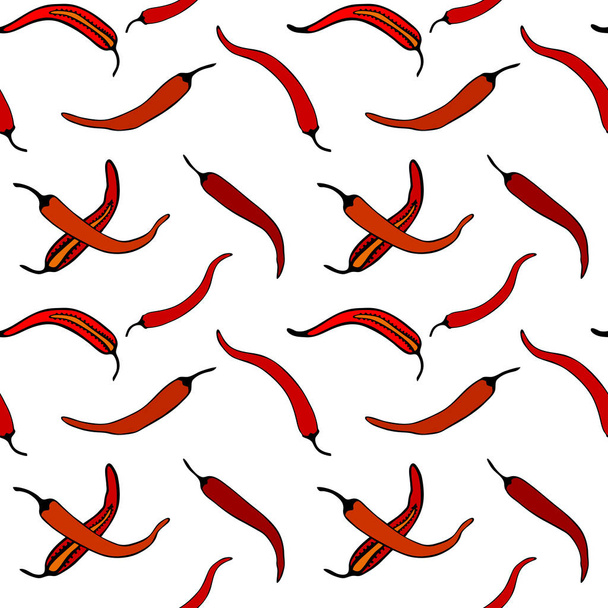red chili peppers seamless pattern.  vector illustration. - Wektor, obraz
