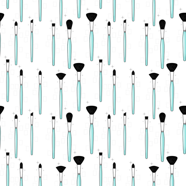 Cosmetic brushes seamless pattern. - Vector, Image