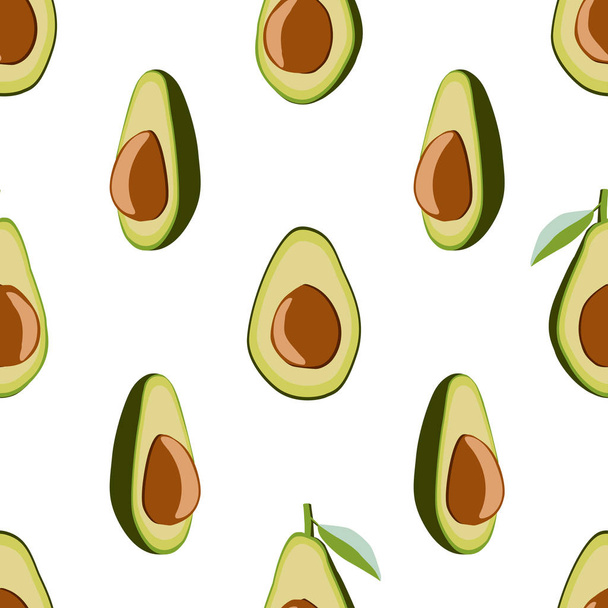 Avocado fruit halves seamless pattern - Vector, Imagen