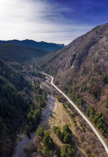 View from drone to road in mountain - 写真・画像