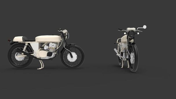3d rendering of a brandless vintage motorcycle isolated in studio background - Photo, Image