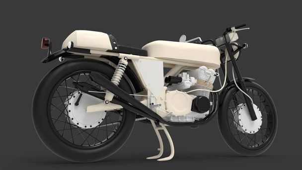 3d rendering van een brandless vintage motorfiets geïsoleerd in studio achtergrond - Foto, afbeelding