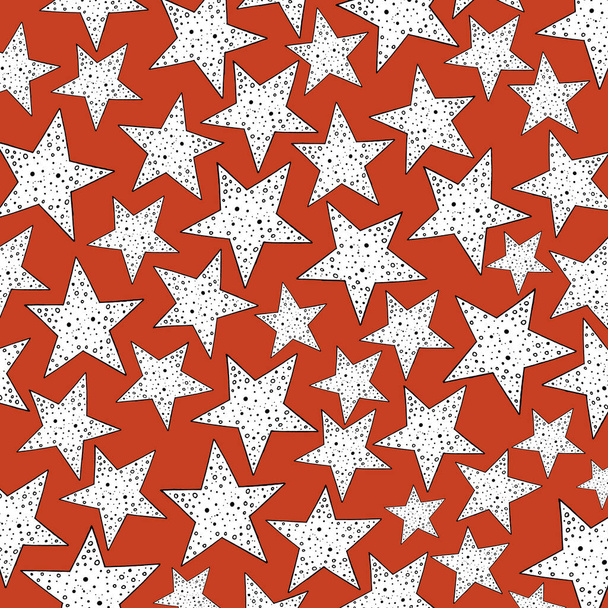 Κόκκινο φόντο με αστέρια σε σκανδιναβικό στυλ. Γεωμετρικός σχεδιασμός για διακόσμηση εσωτερικών χώρων, αφίσες εκτύπωσης, greating card, bussines banner, συσκευασία - Φωτογραφία, εικόνα