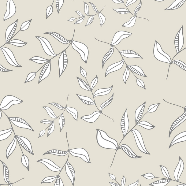 hand drawn seamless pattern with leaves on nude background - Фото, зображення