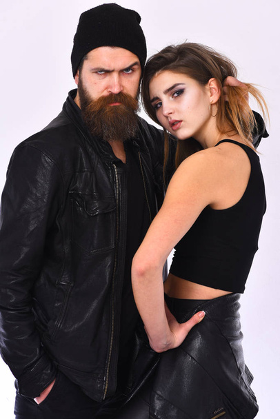 Urban lifestyle concept. Rock lovers fashion. Couple in love - Фото, изображение