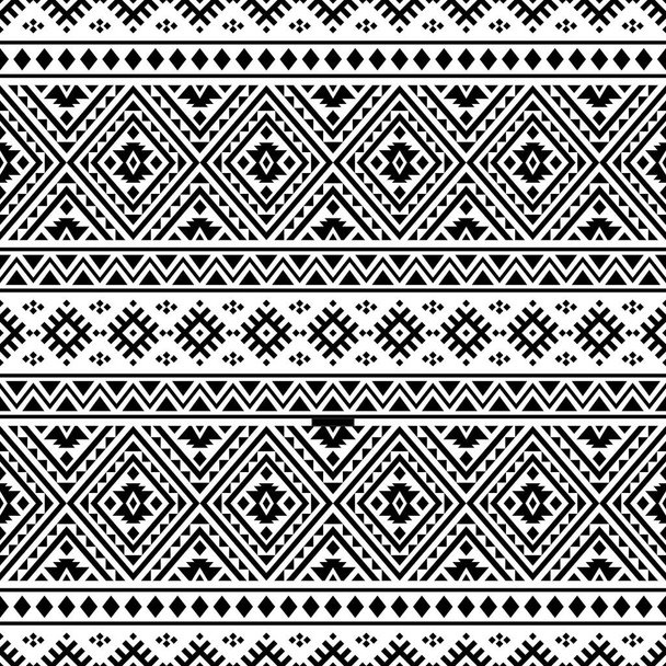 Seamless ethnic pattern vector in black and white color - Vector, Image