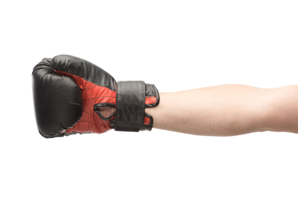 cropped view of man in boxing glove isolated on white  - Photo, Image
