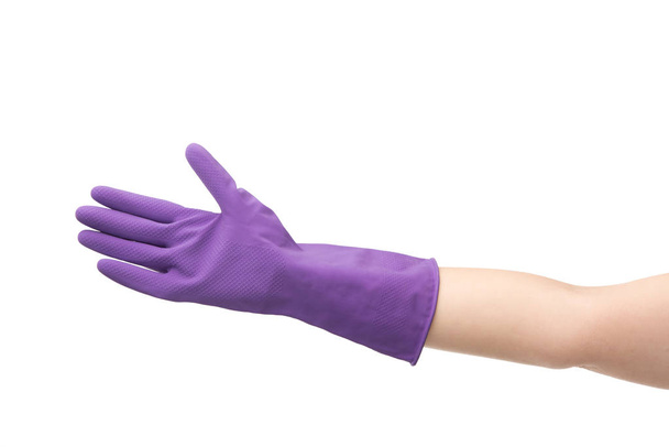 cropped view of woman in rubber glove isolated on white  - Foto, Imagem
