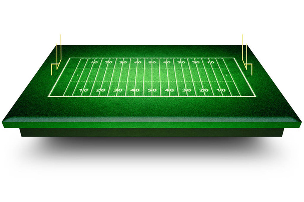 Perspective of football field. Football stadium with white lines marking the pitch. Perspective elements.Ragby football field with white lines marking the pitch. 3d illustration. - Photo, Image
