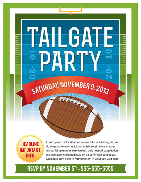 American Football Tailgate Party Flyer Design - Vector, Image