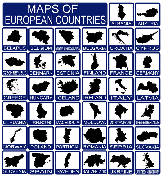 χάρτες των ευρωπαϊκών χωρών - Διάνυσμα, εικόνα