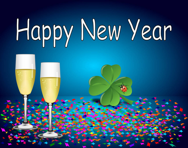 γυαλιστερό μπλε Ευτυχισμένο το Νέο Έτος κάρτα εικονογράφηση - Φωτογραφία, εικόνα
