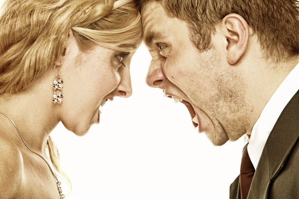 Wedding fury couple yelling, relationship difficulties - Zdjęcie, obraz