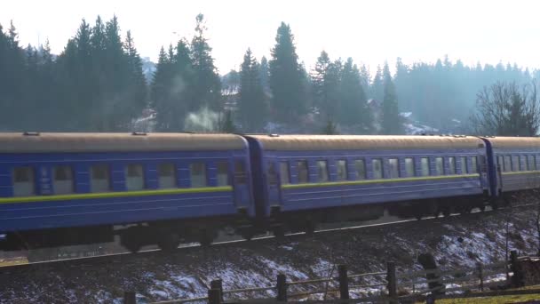 A vonat füstöl a síneken. - Felvétel, videó