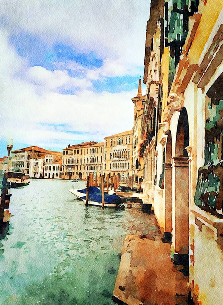 vilahdus historiallisista rakennuksista Venetsian keskustan Grand Canal kanavalla
 - Valokuva, kuva