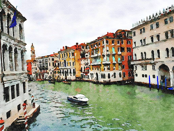 vilahdus historiallisista rakennuksista Venetsian keskustan Grand Canal kanavalla
 - Valokuva, kuva