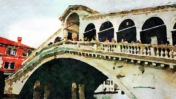 Venedik 'in merkezindeki meşhur köprüye bir göz atalım. - Fotoğraf, Görsel