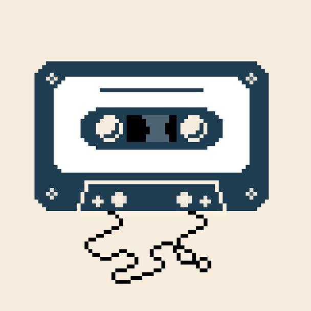Cassette tape. Retro vintage mixtape . Vector pixel art illustration. 8 bit - Vector, Image