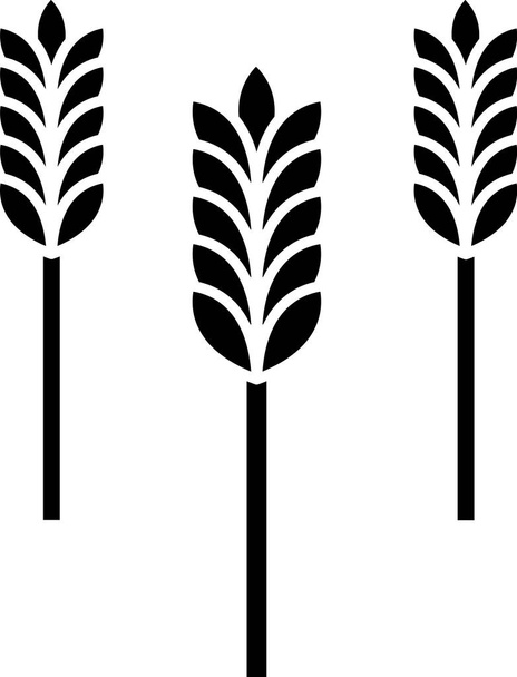 Czarne płatki zbożowe z ryżem, pszenicą, kukurydzą, owies, żyto, ikona jęczmienia na białym tle. Uszy symboli chleba pszennego. Ilustracja wektorowa - Wektor, obraz